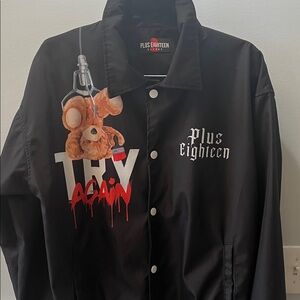 Plus Eighteen Black Teddy Bear Claw 🧸 Graphic Jacket